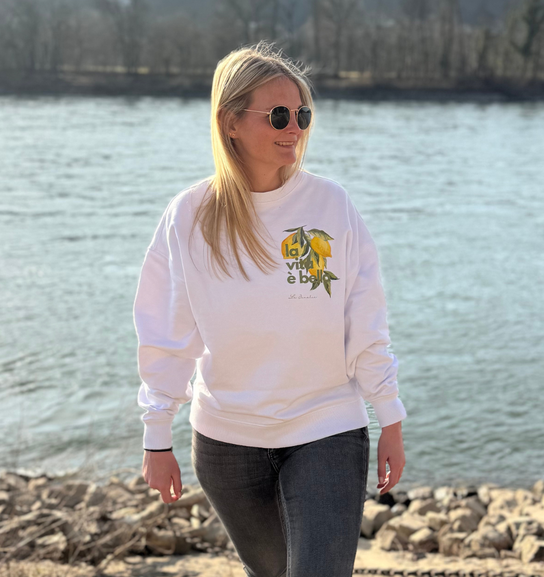 la vita è bella no. 1 - Oversize Shirt & Sweatshirt Bundle - white